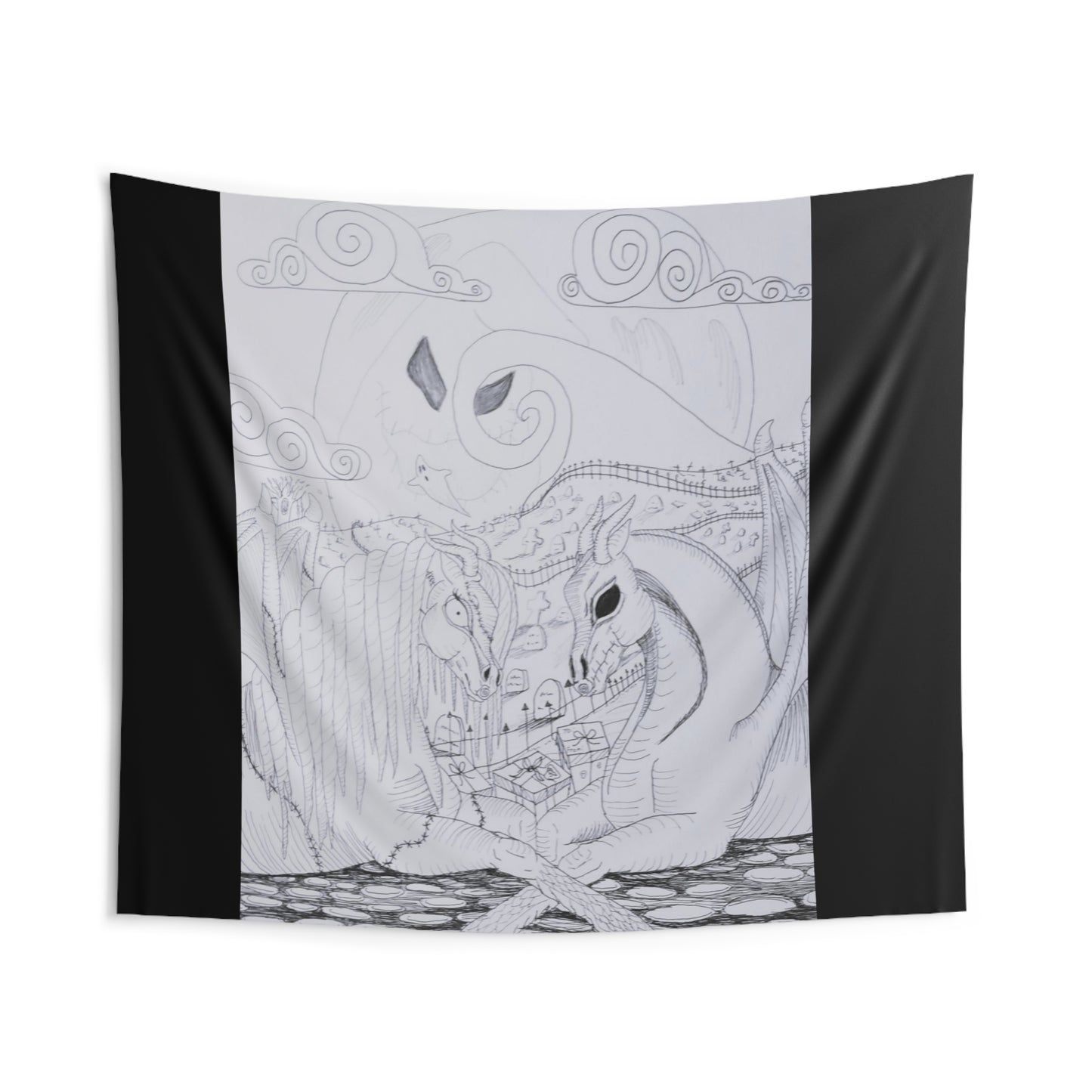 Jack and Sally with Oogie Boogie Dragonies Ponies 111Indoor Wall Tapestries