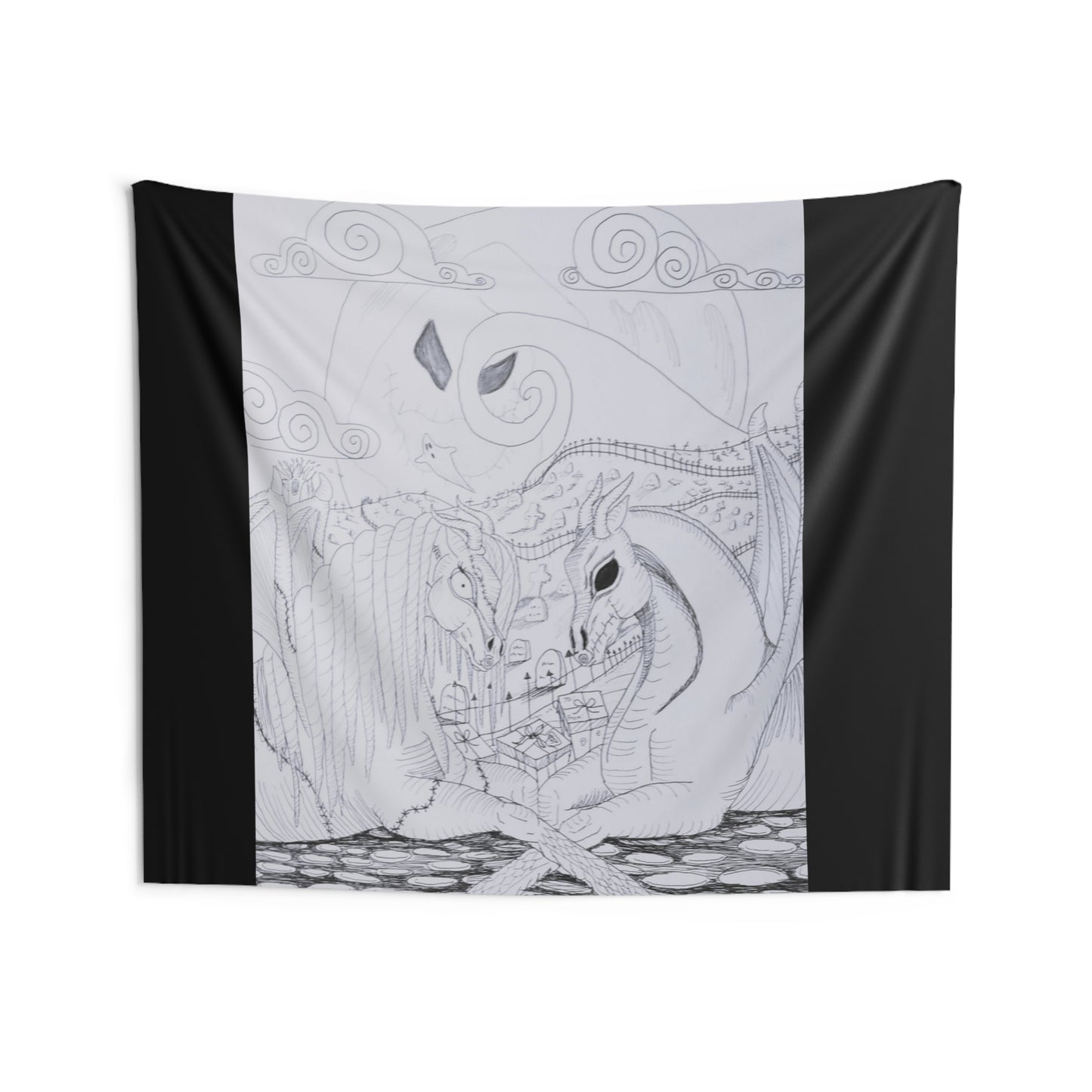 Jack and Sally with Oogie Boogie Dragonies Ponies 111Indoor Wall Tapestries