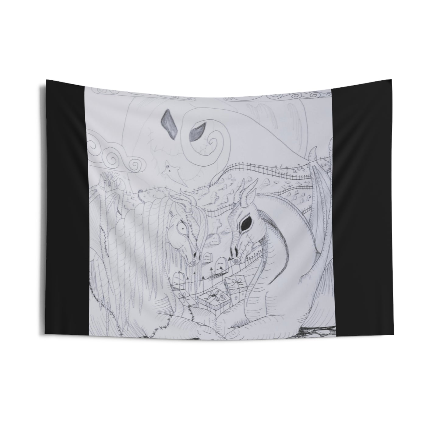 Jack and Sally with Oogie Boogie Dragonies Ponies 111Indoor Wall Tapestries